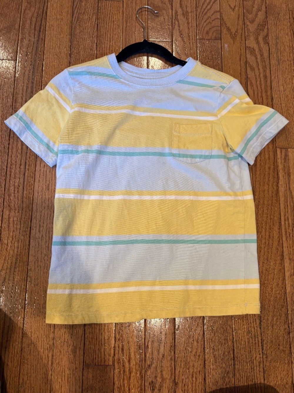 Hanna Andersson Yellow Mint Striped Pocket Tee Kids US 10